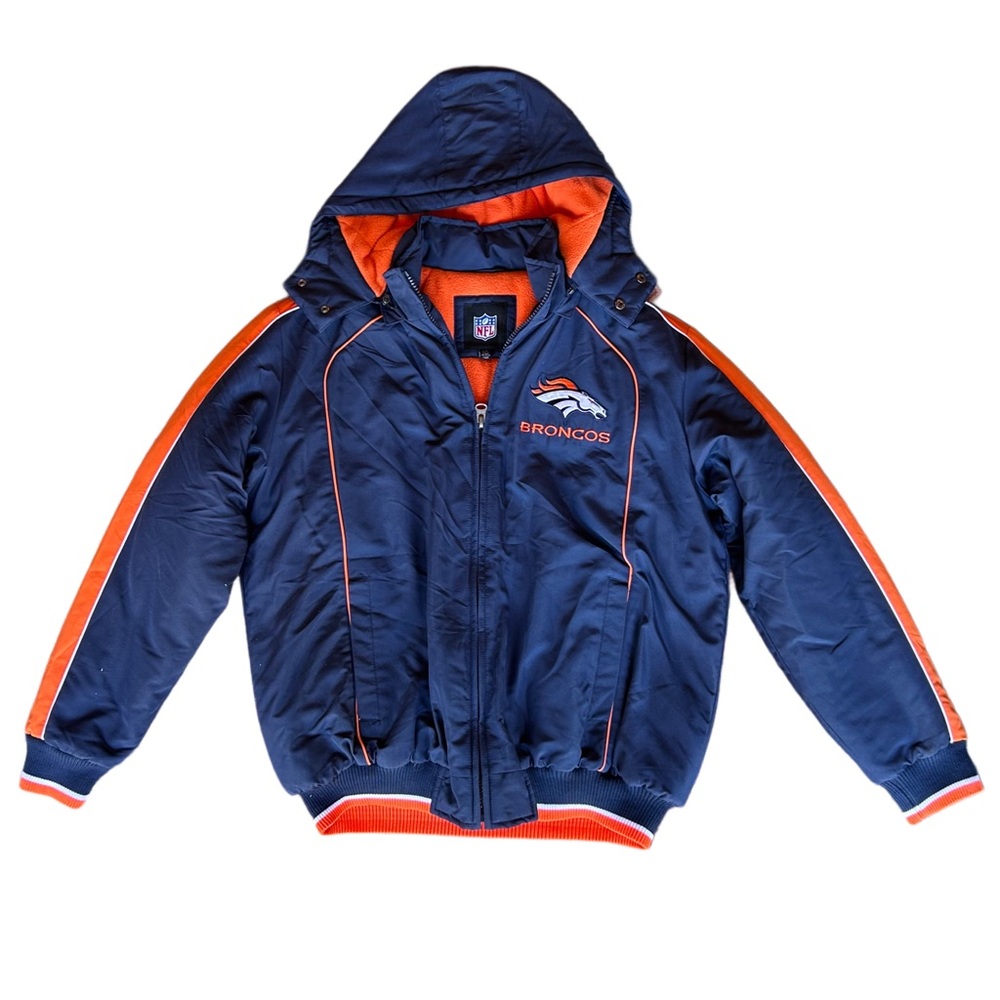 Vintage Denver Broncos Navy & Orange Hooded Jacket